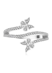 Oneress CZ Mermaid Tail Finger Band, Cubic Zirconia Cocktail Party Butterfly Wrap Ring for Women, Stackable Rings for Ladies Size 7