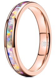 THREE KEYS JEWELRY Womens Tungsten Carbide White Imitated Color Stones 4mm Unisex Wedding Bands Rings for Women Comfort Fit Vintage Rose Gold Size 7.5