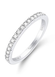 SILVERNANA Moissanite Wedding Band 925 Sterling Silver Half Eternity Wedding Ring 0.3CT Moissanite Diamond Stackable Promise Ring for Women Size 6.5