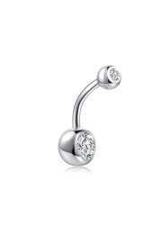 SILBERTALE Belly Button Rings 10mm Sterling Silver Belly Rings Curved Barbell Piercing Navel Rings for Women Men