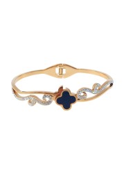 JANNAH Women&#39;s Fashion Bracelet | JANNAH Women&#39;s Fashion Bracelet | Four-Leaf Clover Wrist Band Hinge with Cubic Zirconia Inlaid Bangles for Women