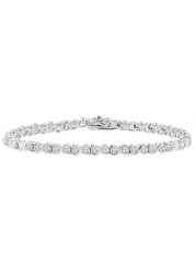 Cate &amp; Chloe Ezra 7.5&quot; 18k Infinity Tennis Bracelet, White Gold Plated Bangle Bracelet with Unique Infinity Chain Design &amp; CZ Stones, Sparkling Tennis Bracelets for Women, 7 5 inch, Metal