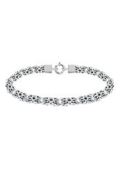 Savlano 925 Sterling Silver 9mm Italian Flat Byzantine Link Chain Bracelet -7.5 inch Hollow Byzantine Bracelet for Women - Made in Italy Comes with Gift Box