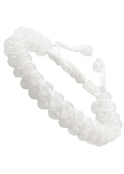 MASSIVE BEADS Natural Chakra Healing Power Crystals Macrame Bracelet Yoga Double Layer Stone Beads Gemstone Meditation Relax Anxiety Bangle for Unisex Women Men (White Jade, 6mm)