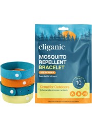 Cliganic Mosquito Repellent Microfiber Bracelets 10 Count for Adults and Kids DEET Free Wristbands