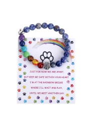Unijew Pet Memorial Gifts,Rainbow Bridge Bracelet for Beloved Dog Cat,8MM Mixed Color Bead 7 Chakra Pet Memorial Bracelet for Women Men Who Loss of Pets,Pet Sympathy Gift