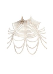 CCbodily Pearl Body Chain Bra - Fashion Shoulder Necklaces Jewelry(A-WHITE)