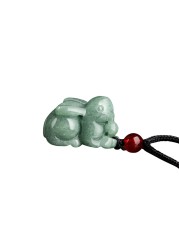 Xgimas Feng Shui Rabbit Charm Necklace Natural Carved Jade Pendant Necklace for Women Men, Personalized Fashion Good Luck Friendship Choker Necklaces Jewelry Gifts for Friends