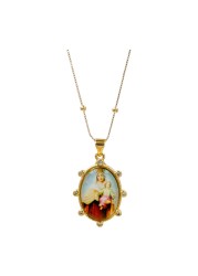 LESLIE BOULES 18K Gold-Plated Our Lady of Mount Carmel Pendant Necklace - 18 Inches, Symbol of Protection, Hope, and Faith
