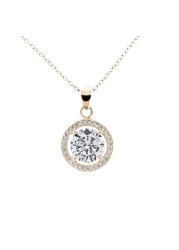 Cate &amp; Chloe Blake 18k Rose Gold Plated Pendant Necklace Halo Necklaces with Round Cut Cubic Zirconia, Fashion Jewelry For Women, Hypoallergenic, Gift for Her