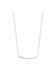 BERRICLE Sterling Silver Graduated Cubic Zirconia CZ Bar Fashion Pendant Necklace for Women 16 inch, Rhodium Plated