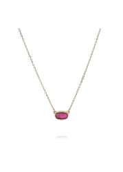 POMINA Fashion Statement Resin Oval Teardrop Earrings for Women Colorful Sparkle Faceted Crystal Glass Dangle Drop Earrings (Oval Necklace- Fuchsia)