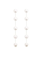 14k Silver Plated Long Pearl Drop Dangle Earrings for Women Chain Baroque Pearl Stud Jewelry for Bridal Wedding