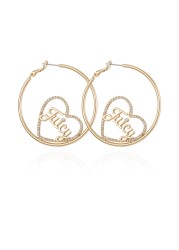 Juicy Couture Goldtone Heart and Signature Logo Hoop Earrings For Women