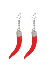 Red Peppers Earrings Necklace Set Tiny Chili Pepper Pendant Necklace Dainty Peppers Huggie Earrings Mexican Jewelry (large chilli earrings)