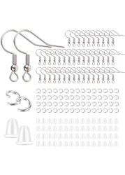 Stainless Steel Earring Hooks French Ear Wire, 600pcs Earring Making Findings Parts Jewels DIY Supplies Kits, with Silicone Earring Backs Stoppers &amp; Open Jump Ring