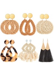 618 Pairs Earrings for Women Lightweight Summer Earrings Straw Earrings Fashion Geometric Statement Hoop Dangle Drop Earrings for Women