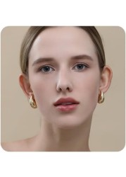 Gold Teardrop Earrings for Women 14K Gold Plated Water Drop Earrings Not Allergic Chunky Gold Earrings Lightweight Trendy Hoop Earrings for Women,Chunky Gold Silver Drop Earrings Fashion Jewelry GIF