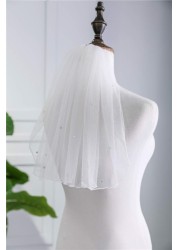 Kercisbeauty Wedding Bridal Single Layer Lace Short Veil Drop with Comb Chapel Hair Accessories Ivory