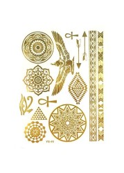 Wrapables Celebrity Inspired Temporary Tattoos in Metallic Gold Silver and Black Large Egyptian Motif