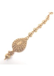 Indian Forehead Traditional Gold Plated Handmade Maang Tikka Party Dance Wedding Bridal Teardrop Hair Headpiece Pendant For Women - Duel On Jewel