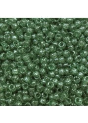 Pony Beads Sea Green Glitter Sparkle Crow Beads Made in USA 6x9mm Large Hole