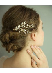 fxmimior Wedding Comb Crystal Leaf Hair Comb Bridal Headpiece for Women Silver 10 cm 65 cm 1 Count