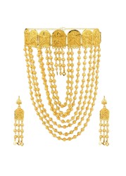 Efulgenz Indian Bollywood Multi Layered Traditional Crystal Beaded Wedding Temple Necklace Earrings Jewelry set, Copper, not known
