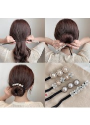 4 Pcs Tie Dye Deft Bun Hair Bun Makers for Womens Gradient French Twist Hairstyle Velvet Scrunchie Classy Multicolor Cloth Magic Clip Reusable Quick Bun