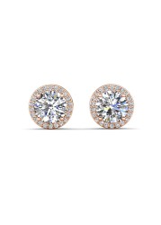 Cate &amp; Chloe Ariel 18k Rose Gold Plated Halo Stud Earrings for Women Hypoallergenic Jewelry for Sensitive Ears Jewelry For Women Cubic Zirconia Stud Earrings Fashion Earrings for Women
