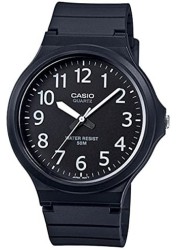 Casio - Men&#39;s Black Dial Silicone Band Watch - MW-240-1BVDF