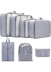 7 Set Packing Cubes Clothes Storage Bag Luggage Packing Organizers for Travel Accessories(Grey)