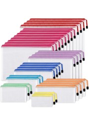 EOOUT 30pcs Mesh Zipper Pouch Bags, 8 Sizes Plastic Zipper Bags, 8 Colors Waterproof Zipper Pouches for Organization, Multipurpose for Travel, School Supplies, Office Appliances and Home Organization