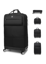 Travel Luggage Bags with Brake Spinner Wheels for Men 115L Collapsible Extra Large Travel Rolling Suitcase Lightweight Foldable Duffle Bag Expandable Soft Suitcase for Women and Not Fall Over, Black