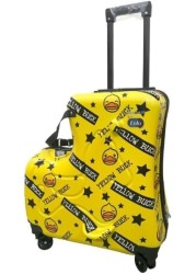 Kids Ride-On Travel Suitcase with Wheels - Spinner Carry-On Trolley Case with Password Lock, Universal Wheels for Ages 1-6