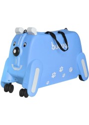 Children&#39;s Ride-On Suitcase with Wheels - Cute Cartoon Rolling Luggage for Kids, Travel &amp; Outdoor Fun(Blue)
