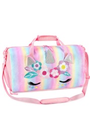 mibasies Dance Bag for Girls Duffle Bag Kids Overnight Travel Sleepover Bags with Shoes Compartment Large