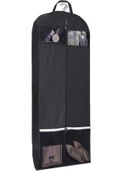 KIMBORA 54&quot; Trifold Dress Garment Bags for Travel Gusseted Suit Cover with 2 Large Mesh Shoe Pockets (Black)
