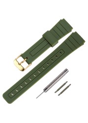 TPU Watch Strap Replacement for Casio F-91W/F-84/F-94/F-105/F-108/A-158watch bands for men and Women (ArmyGreen/Black Buckle)