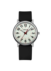 VAVC Waterproof Analog Nurse Watch for Nurses,Students,Medical Professionals,Women Men,with Luminouse Easy Read Dial,Military Time,Second Hand and 24 Hour,Comfortable Black Silicone Band.