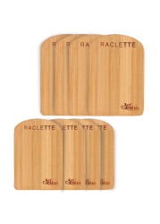 Artestia 8 Pack Raclette Bamboo Trays for Grill Pans Small Handmade Heat-Resistant Bamboo Plates for BBQ Kitchen Dining Family Garthing