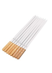 G &amp; F Products BBQ Skewers, 23&quot; x 5/8&quot; Stainless Steel Flat Metal Skewers with Wooden Handles, Heavy-Duty 8-Piece Set with Camouflage Carry Bag for Grilling Meat, Vegetables, and Outdoor Cooking