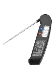 LCD Digital Food Meat Thermometer with Folding Probe Turkey Fish Beef Taste Selectable Kitchen Cooking BBQ Grill Temp Tester(Black)