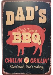 Dad&#39;s BBQ Metal Signs Bar Pub Diner Barbeque Sign Vintage Poster Home Wall Decor Man Cave 12 x 8 Inch (Dad&#39;s BBQ)