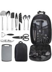 Camping Essentials, Evanda Camping Cooking Utensils, Travel Essentials, Portable Camping Kitchen Utensil Set for Travel, Picnics, RVs, Camping, BBQs, Parties
