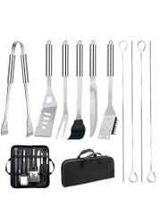 11Pcs Stainless Steel BBQ Grilling Accessories Set, Dad Gifts for Fathers Day Grilling Gifts,Portable Practical Grill Tools Utensils Kit with Storage Bag for Outdoor Grill Camping Backyard