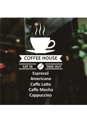 UILMNIY Kitchen Room Coofee Bar Wall Decor Sticker Coffee House Logo Caffee Latte Mocha Wall Window Decoration Mural AFN97 (White)