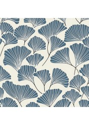 Laatse Blue Gingkgo Leaf Wallpaper Peel and Stick, Vintage Floral Contact Paper 17.5&quot; x 118&quot;, Botanical Wall Paper Removable Self Adhesive Waterproof for Room Shelves Cabinet Drawer Table Decor
