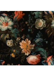 WalRiddle Vintage Gold Yellow Floral Peony Pink Orange White Flower Peel and Stick Wallpaper Easy Peel Off Contact Paper Stick on Adhesive Wall Paper for Bathroom Waterproof Renter Friendly