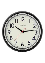 Westclox 1950&#39;s Retro Wall Clock for Men and Women, Vintage Quartz Battery Operated Decorative Wall Clock, Large Easy-to-Read Numbers (Black, 12&quot;)